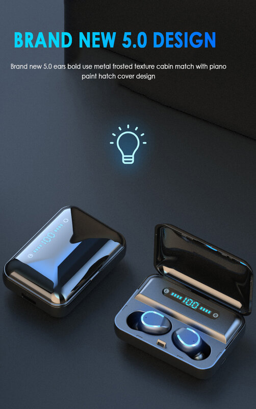 무선 TWS 블루투스 5.0 이어폰 진정한 헤드폰 스테레오 이어폰 Earbuds For IOS Android