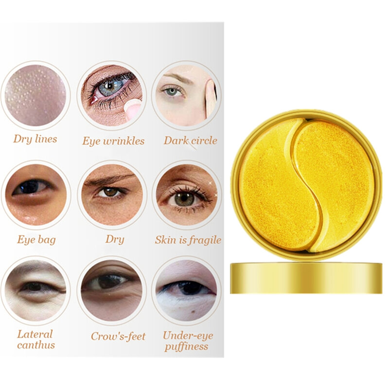 Cheap Gold Hydrogel Eye Patch 60 PCS Collagen Eye Mask Ageless Anti Wrinkle Eye Bags Dark Circles Puffy Korea Cosmetics