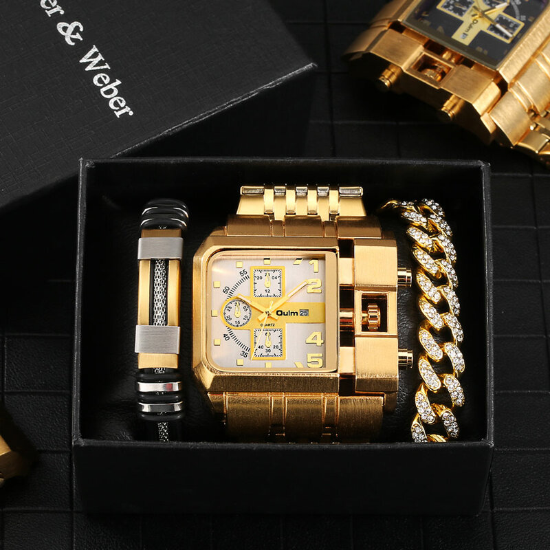 Zegarek na co dzień zegar Super duży Dial zegarki kwarcowe mężczyźni wojskowy luksusowy złoty mężczyzna ze stali nierdzewnej zegarek Relogio Masculino