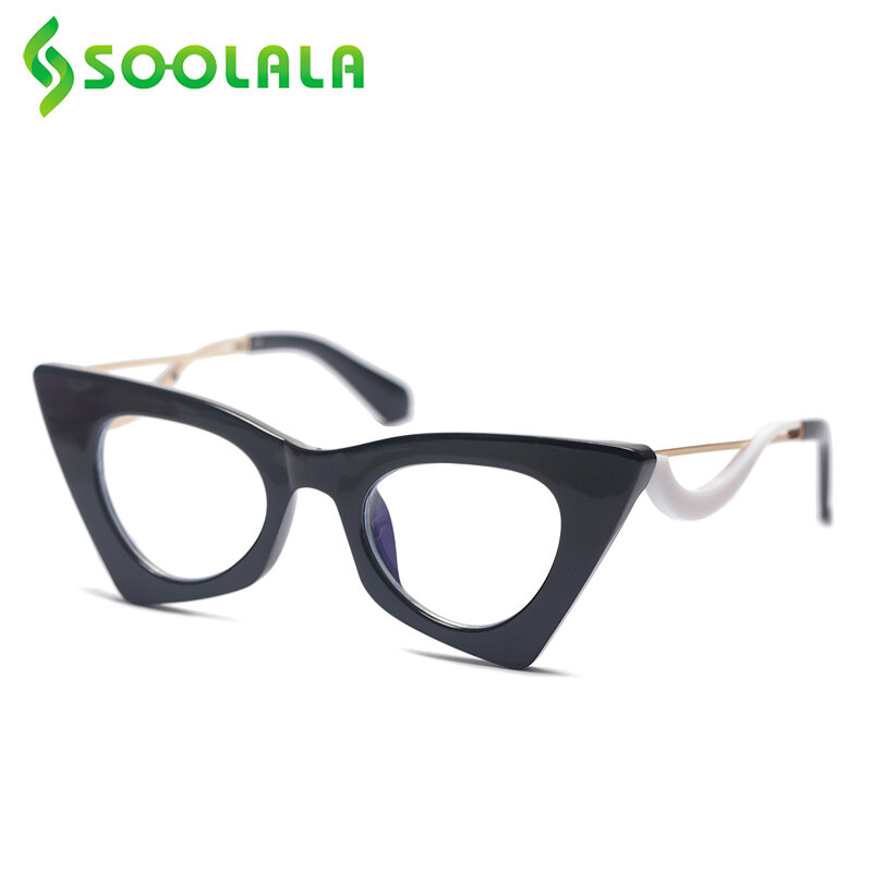 SOOLALA مكافحة الضوء الأزرق القط العين السيدات 2021 جديد نظارات للقراءة النساء مكبرة إطار الكمبيوتر طويل النظر نظارات نظارات