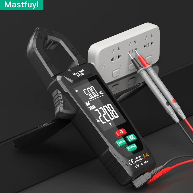Mastfuyi braçadeira digital medidor de tela grande multímetro 9999 conta corrente de tensão ac capacitância correção automática de engrenagem errada