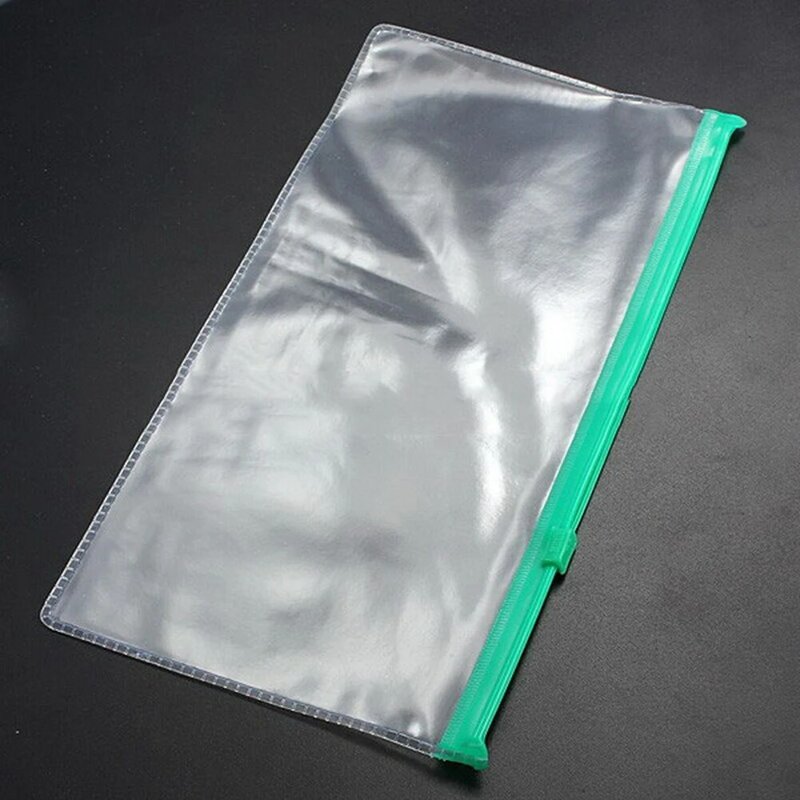 2Pcs Clear Portable Tahan Air Arsip Tas Zip Folder Pensil Pena Case Tas Kantong 2020