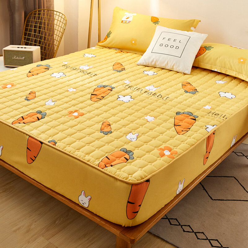 ADOREHOUSE Carrot Breathable Mattress Covers Protector Cotton Printed Elastic Mattress Topper Cartoon Protection Pad Covers