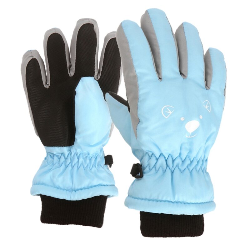 Kinder Skifahren Radfahren Handschuhe Kleinkind Dicke Warme Handschuhe Wasserdicht Winddicht Outdoor Sport Cute Bear Gesicht Handschuhe G99C
