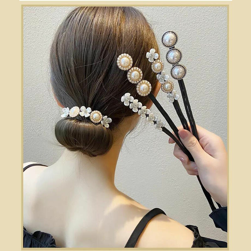 Rede de cabeça de cabelo pan, artefato de celebridade, trançado multifuncional com novo estilo preguiçoso com flores que combinam com modelador de cachos