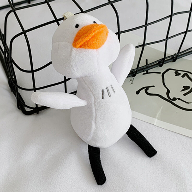 Lindo juguete de peluche Kawaii, muñeco colgante de felpa suave de pato blanco con llavero, bolso colgante, Animal de peluche