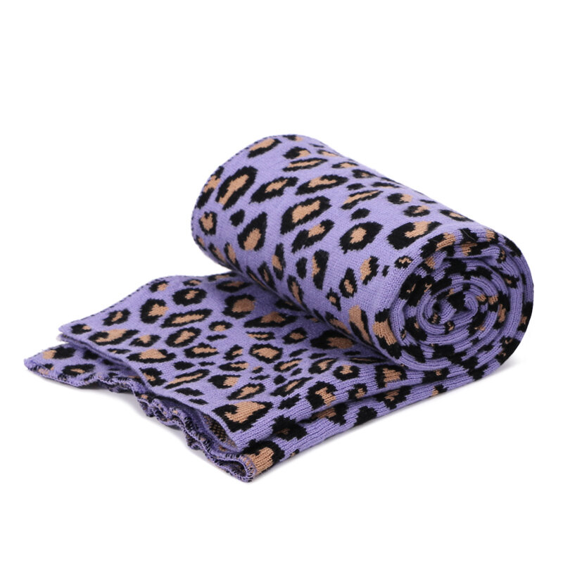 Комплект из шапки и шарфа, осенне-зимний, с леопардовым принтом