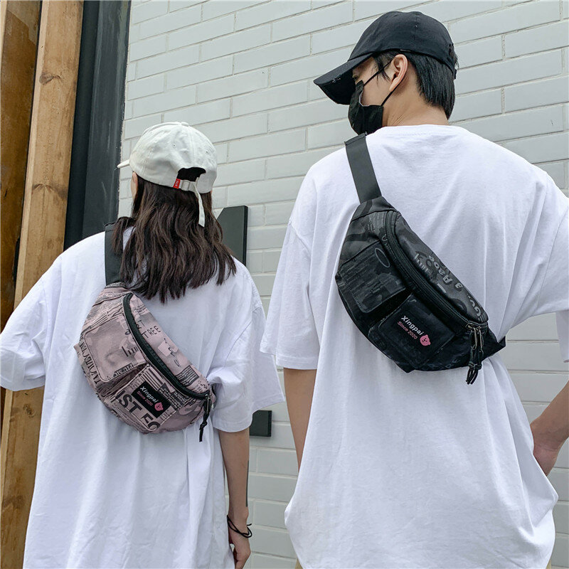 Трендовая нагрудная сумка, сумка через плечо в уличном стиле, сумка-мессенджер унисекс с надписью, многофункциональная короткая дорожная сумка с защитой от кражи