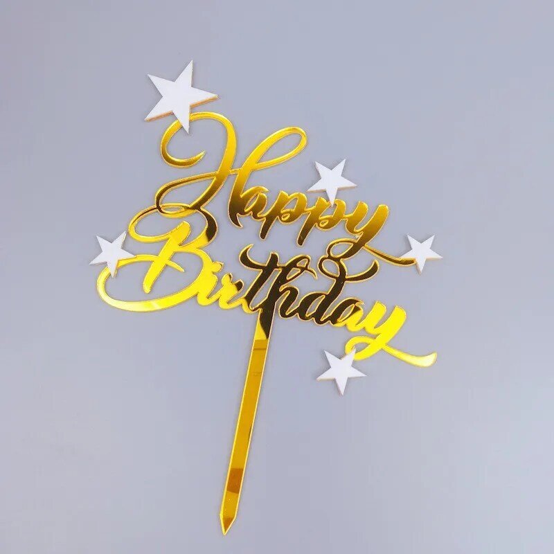 Cakelove Lucido Felice Torta Di Compleanno Topper Bella Star Cupcake Cake Toppers Raccoglie Decorazione Della Torta Topper Stuzzicadenti di Compleanno Per Bambini