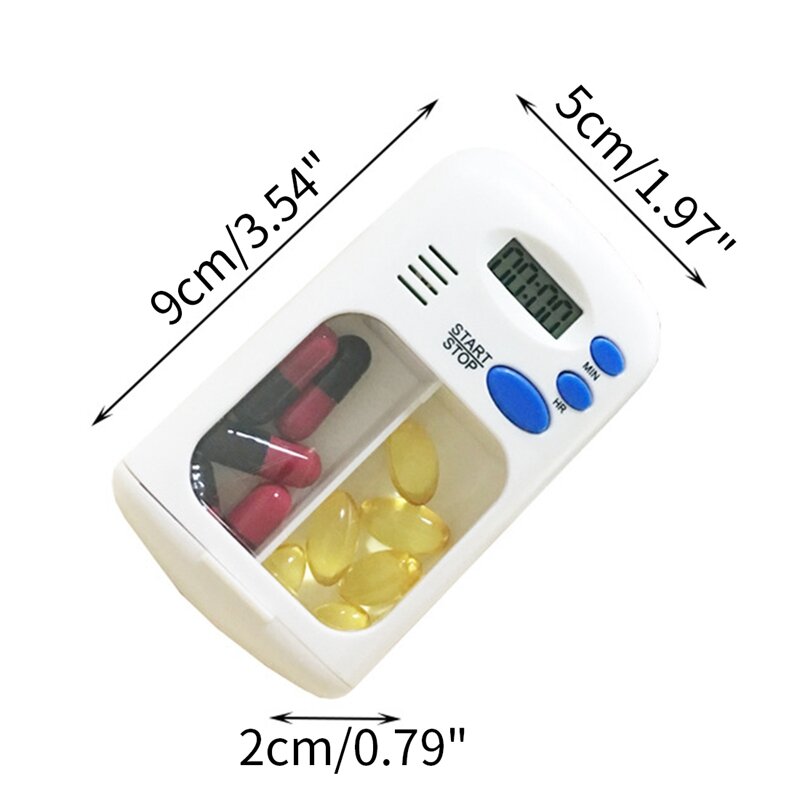 Mini Portable Pil Pengingat Obat Alarm Timer Elektronik Kotak Organizer Tampilan LED Jam Alarm Mengingatkan Kit Pertolongan Pertama Kecil