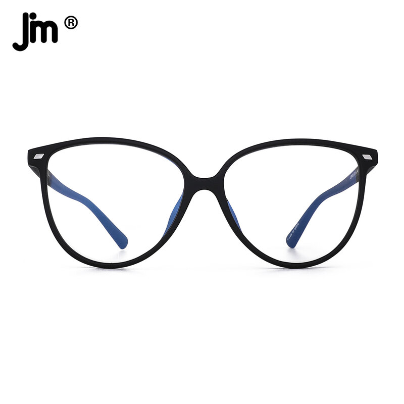 Jm óculos redondo feminino com luz azul, armação anti raio azul de marca e designer
