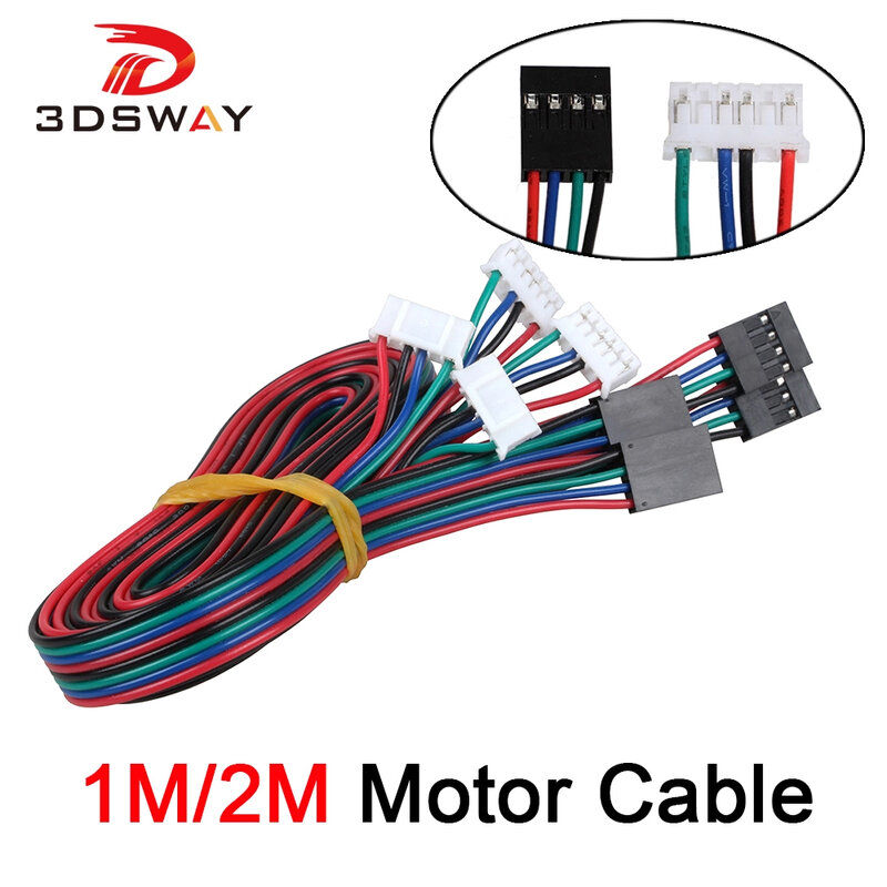 3DSWAY 3D Printer Parts 4pcs/lot 1M/2M DuPont 2.54 Line 4pin to 6pin Stepping Motor Connector Cable Nema17 Stepper Motor Wire