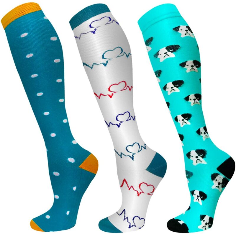 Calcetines de compresión con dibujos de animales para correr, medias deportivas divertidas para venas varicosas, presión arterial, Edema
