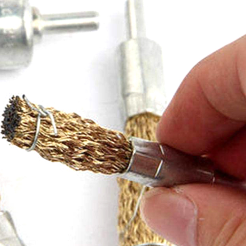 Cepillo de pulido/cepillo de alambre de acero recubierto de cobre/rueda de alambre de eliminación de óxido/Juego de cepillos de alambre de taladro eléctrico/eliminación de óxido de Metal