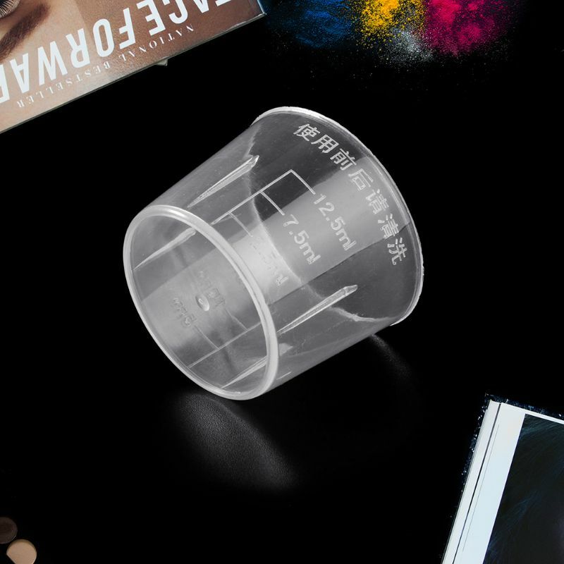Copo de medição de plástico transparente, copo de medição graduado para béquer, copos de medicamentos para laboratório com 10 peças 15ml