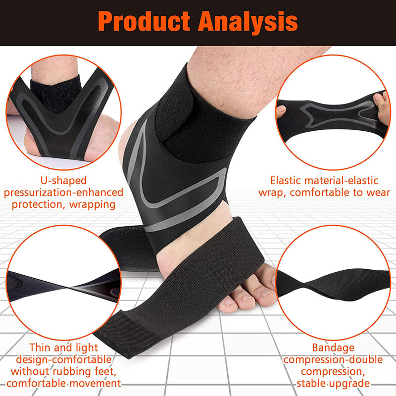 Luva ajustável do apoio da cinta do apoio do tornozelo de 1 pces com envoltório da compressão, protege contra entorses crônicos da tensão do tornozelo (não par