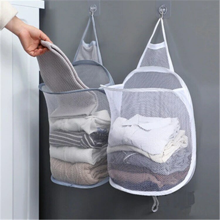 Banheiro do bebê organizar armazenamento portátil respirável dobrável saco de lavanderia doméstica wall-mounted roupas sujas pendurado saco lc265