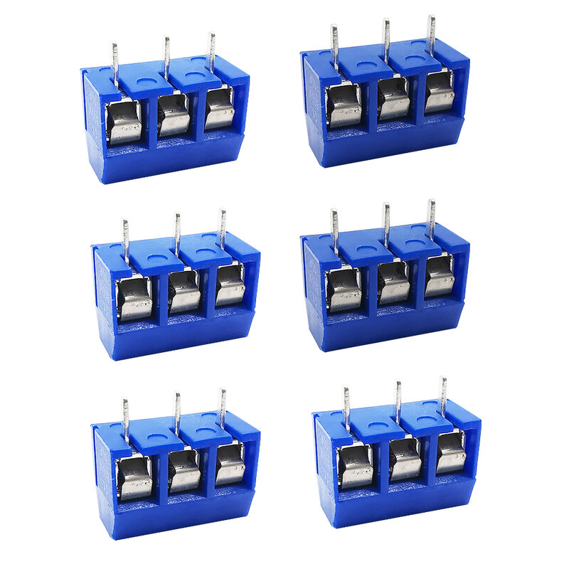 Bloque de terminales de tornillo PCB, KF301-2P, 5mm, KF301, 2 pines, 3 pines, conector de cable, aguja recta, azul, 5-50 uds.