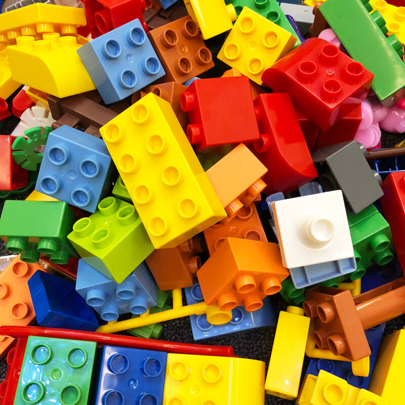 Décennie s de construction colorés pour bricolage, briques en vrac de grande taille, plaques de base compatibles avec Duplo, jouets pour enfants