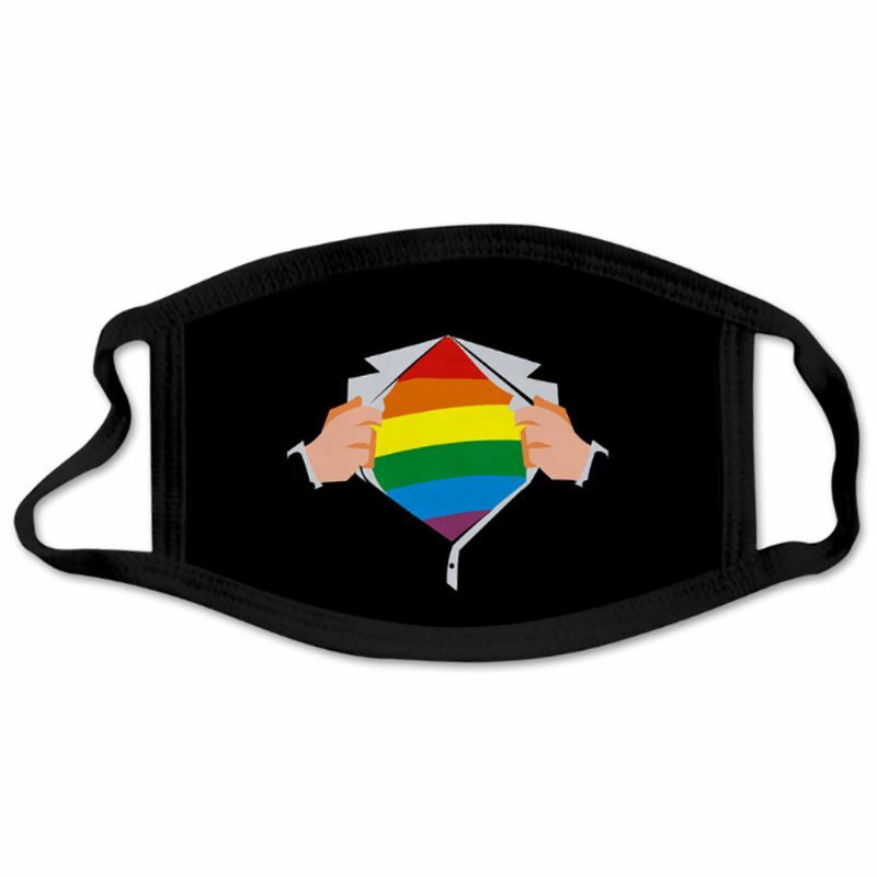 Nova unisex lgbt orgulho gelo seda boca máscara arco-íris listras impressão digital rosto capa 28tf
