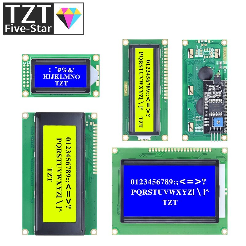 아두이노 0802 1602 2004 12864 LCD 모듈, 블루 그린 스크린, LCD 문자 UNO R3 Mega2560 디스플레이, PCF8574T IIC I2C 인터페이스