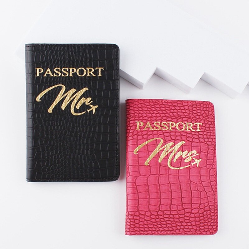 Tas ID Kulit Pola Buaya Pasangan Modis, Kotak Buku Paspor, Tempat Paspor, Kulit PU