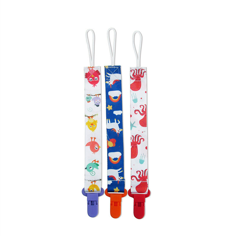 3 Pcs Baby Pacifier Chain Clip For Soothers Ribbon Chupetas Cartoon Soother Dummy Holder Leash Strap Nipple Holder Free Shipping