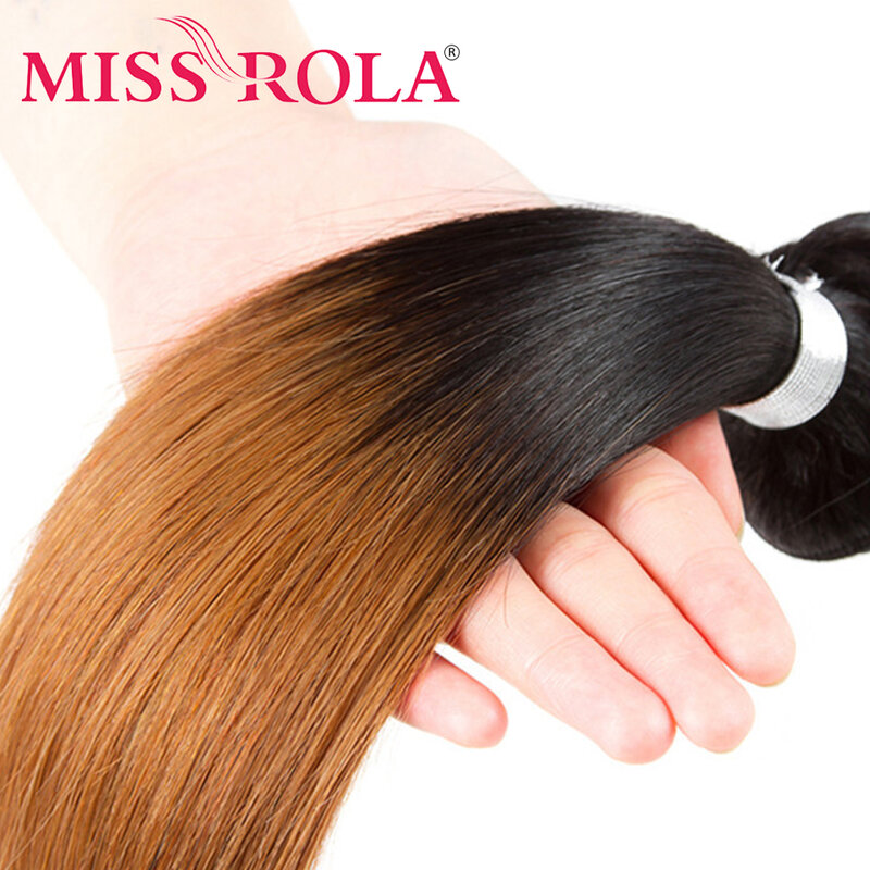 Miss Rola บราซิลตรงผมทอผ้า1/3/4ชุด #1B/27 1B/30 1B/99J 1B/BUG Ombre Remy Hair Extensions Double Wefts
