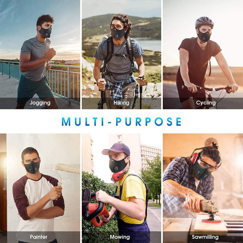 2PC Sport Face Maske With 13PC Filter Activated Carbon PM 2.5 Anti-Pollution Running Training Face Road Bike Maske Cosplay