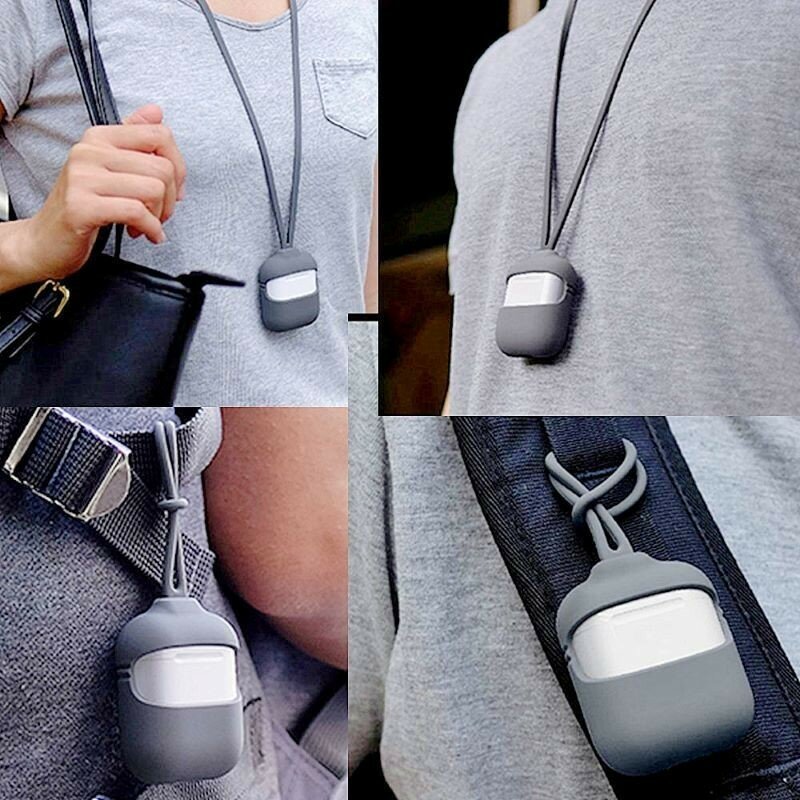 Чехол для наушников с защитой от потери для Apple AirPods, ударопрочный, со шнурком, Bluetooth, для AirPods, чехол s, силиконовый защитный чехол