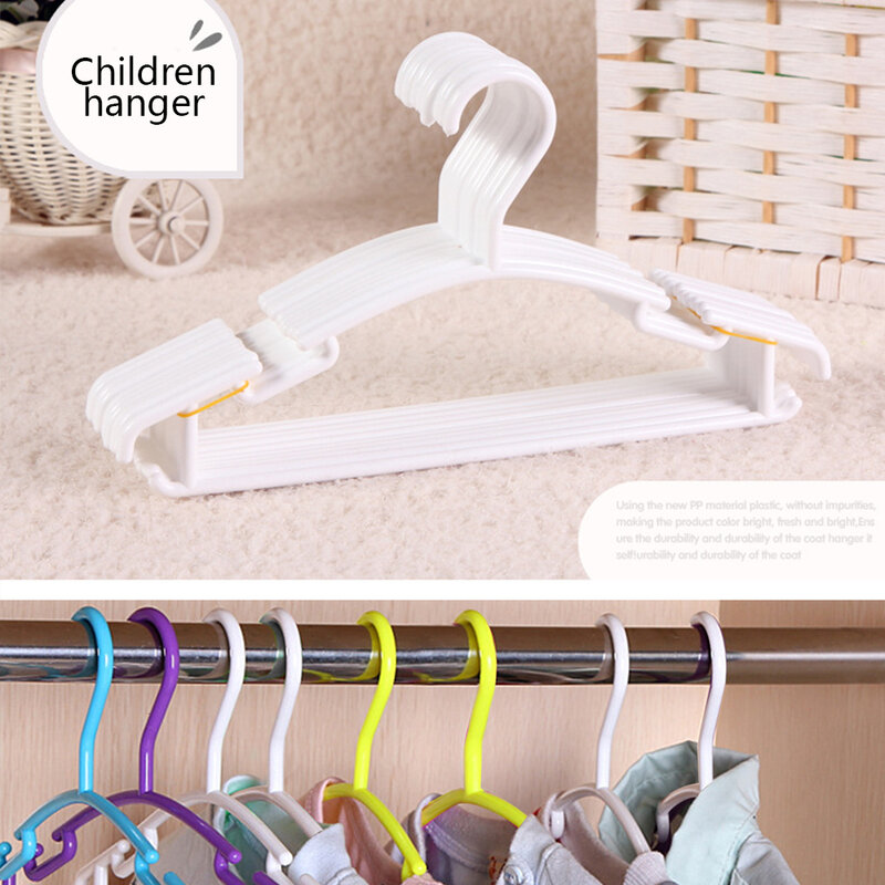 Liplasting 10Pcs/Lot Portable Clothes Hanger Kids Children Toddler Baby Clothes Coat Plastic Hangers Hook Household