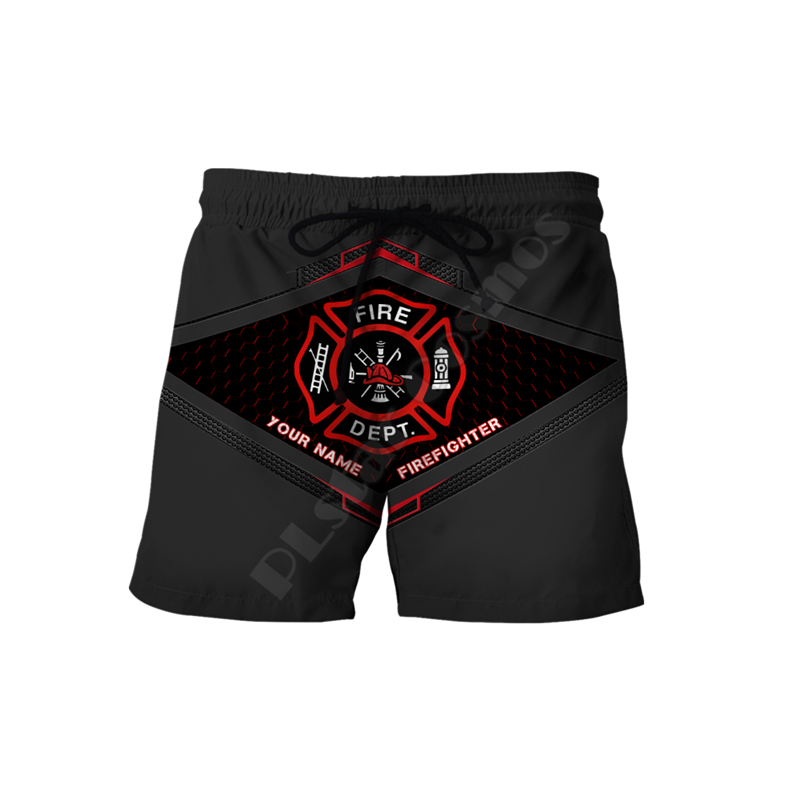 Letnie szorty na co dzień Premium spersonalizowane imię strażak 3D drukowane spodnie dla kobiet męskie szorty 01