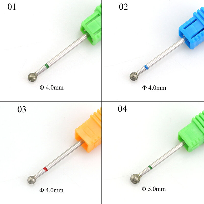 1Pc Diamond Nail Drill Ball Rotary Bit Eletric Milling Cutter Files 5.0mm Manicure Burr Cuticle Clean Polish Machine Accessory