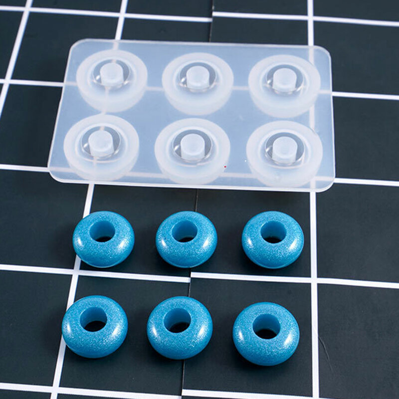 Doreenbeads-Molde de resina de silicona para fabricación de joyas, accesorio rectangular de estilo redondo blanco, 6,1 cm x 4,1 cm, 1 unidad