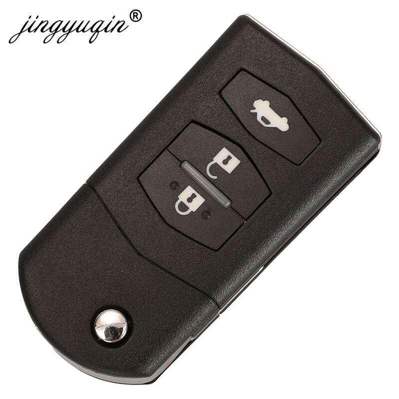 jingyuqin 2/3 Button Remote Key Fob Shell Case Folding Flip For Mazda 2 3 5 6 CX-7 / CX-9 / MX-5 With Uncut Blade Replacement