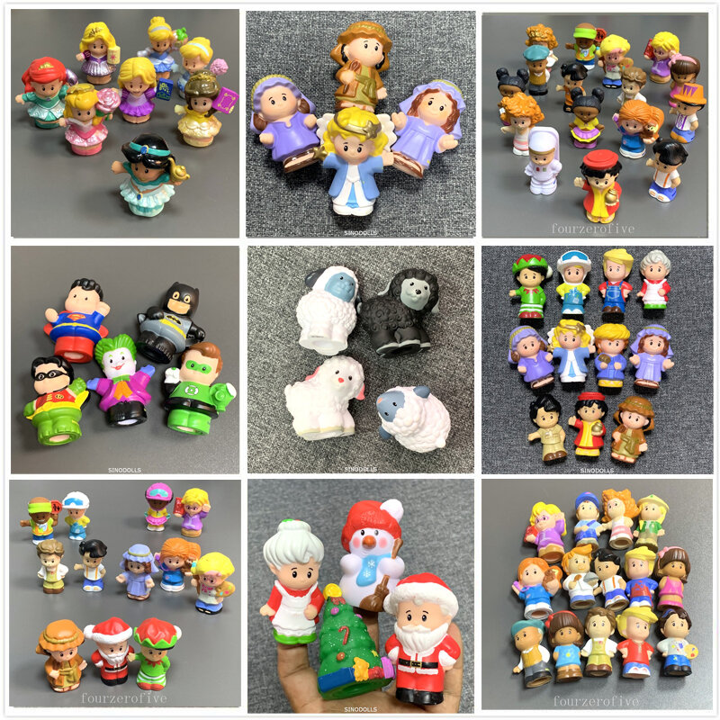 7CM Fisher Little Mini People toys Princess & DC Super JOKER Robin Batman & workman Figure Cartoon Toys Collection Kid Xmas Gift