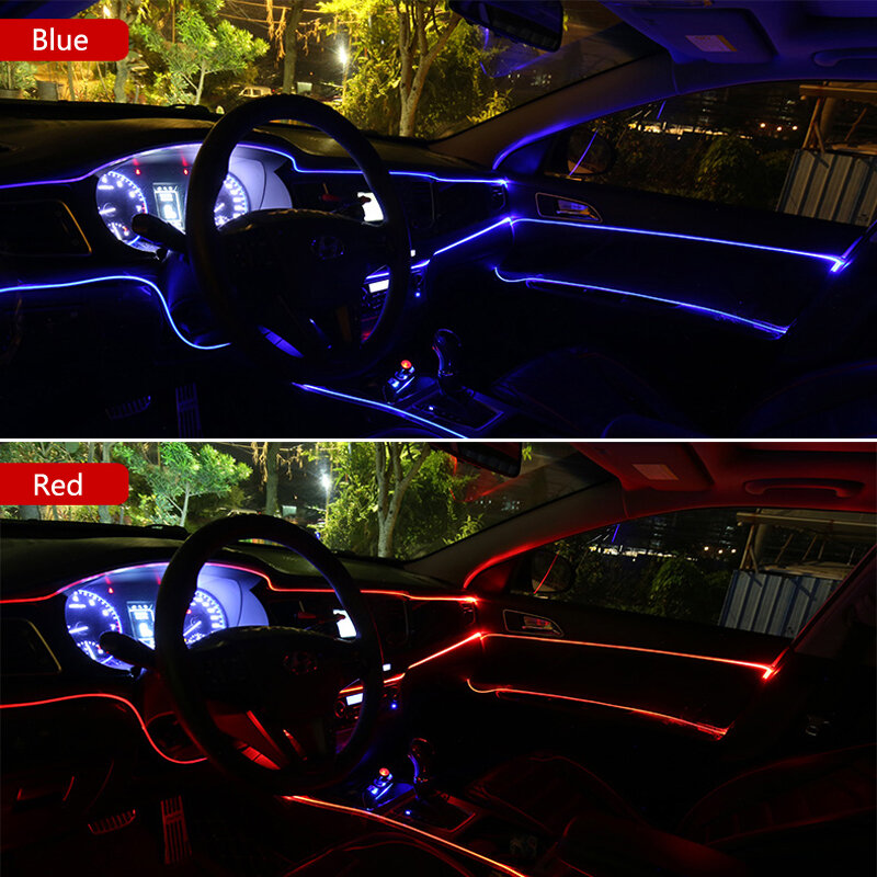 Carro Neon LED Traço Decoração Faixa, EL Wire, luz ambiente, Skoda, Octavia 2, A7, A5, rápida, Superb, Mazda 6, Chevrolet Cruze