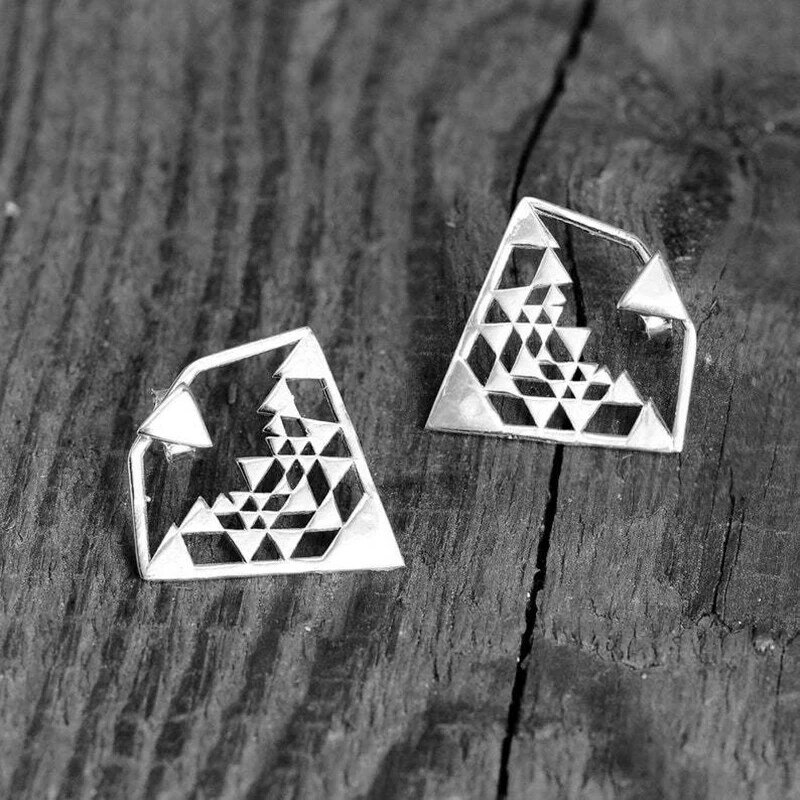 Diamant Geometrie Clip Voor-en Achterkant Combinatie Driehoek Stud Bohemian Eenvoudige Oorbellen Voor Vrouwen Mode-sieraden Christmas Gift