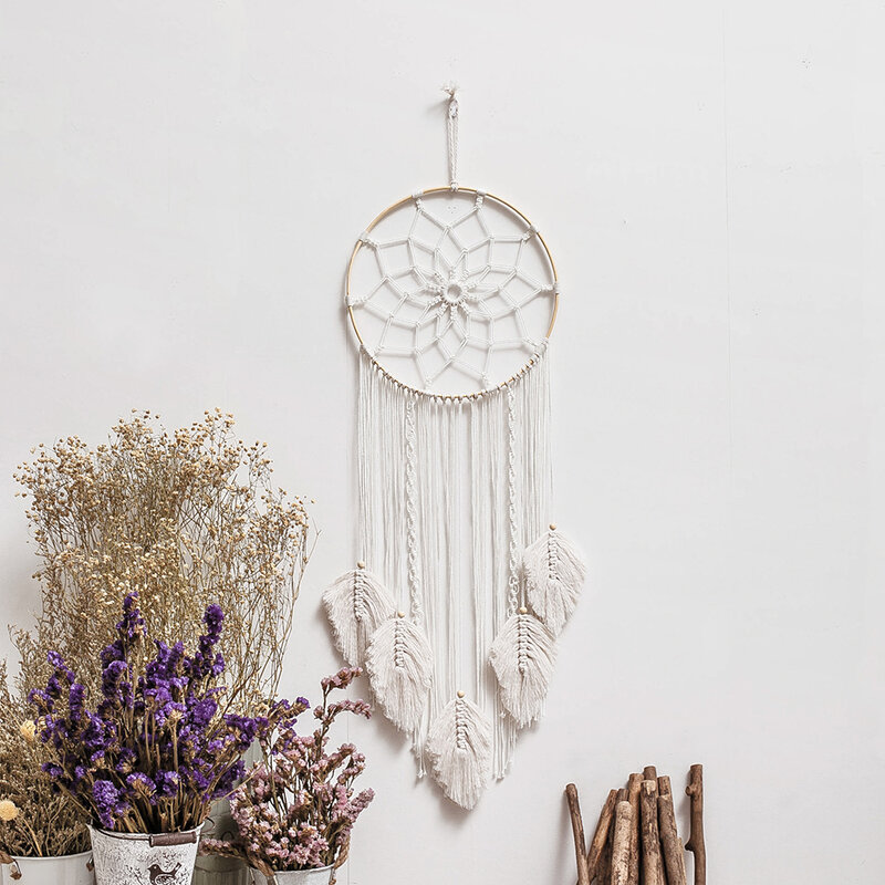 Bohemian Chic Macrame Wall Hanging Tapestry Mandala Moon Dream catcher Wall Decor Boho Woven Knitted Tapestries Home Decoration