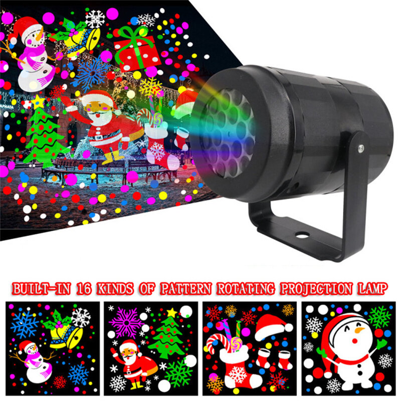 16 Patronen Kerst Projectie Lichten Draaibare Led Projectie Light Thuis Party Decoratie Xmas Nieuwjaar Sfeer Verlichting