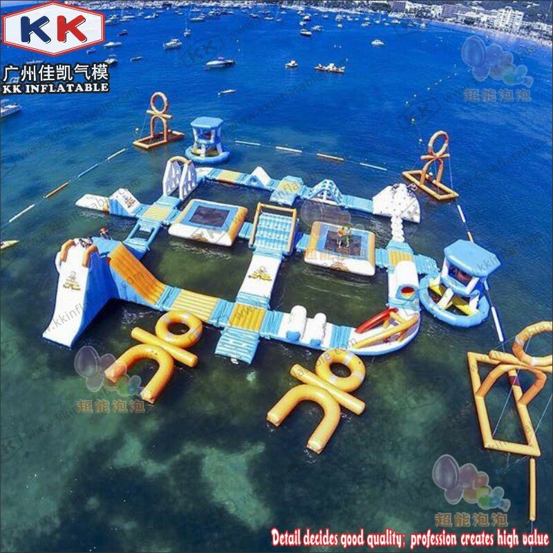 Parque Acuático inflable flotante, entretenimiento, Isla Wake para la playa