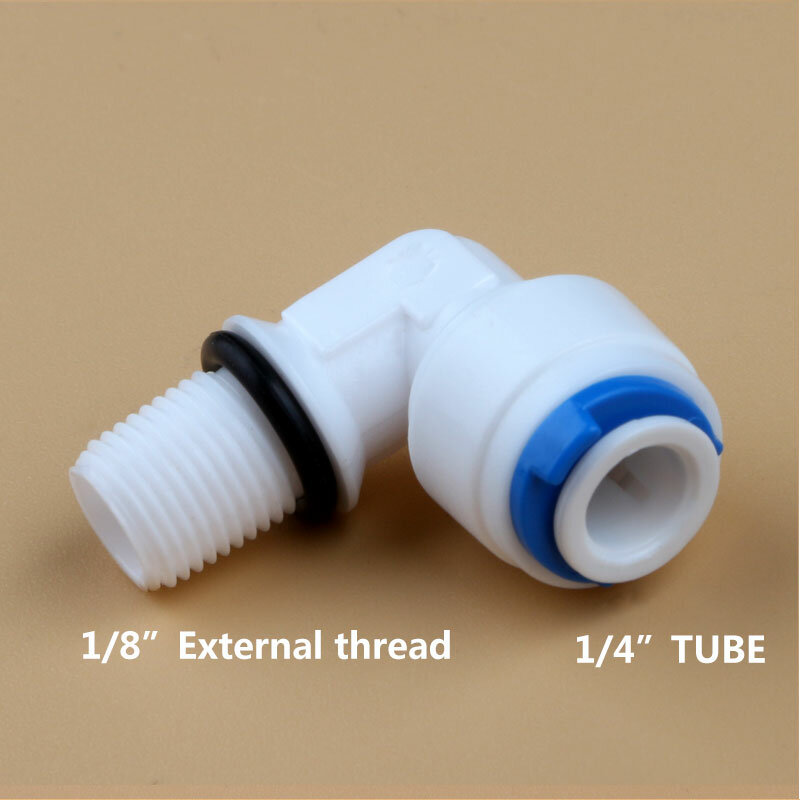 Linha externa de 1/8 "para tubo de 1/4", tubo com anel de vedação, diâmetro do cotovelo 10mm, conexão rápida, filtro, sistema de osmose reversa de água