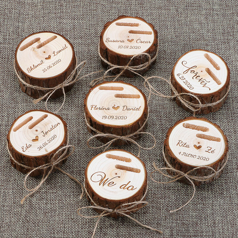 Kotak Cincin Kustom Pribadi Pernikahan Valentine Pertunangan Kayu Kotak Pembawa Cincin Kotak Perhiasan Kotak Cincin