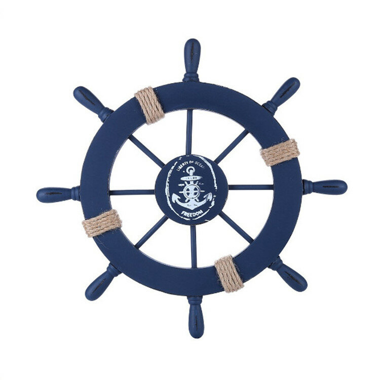 Dekorasi Kemudi Kapal Mediterania Helm Roda Perahu Laut Aksesori Dekorasi Rumah Kerajinan Kayu