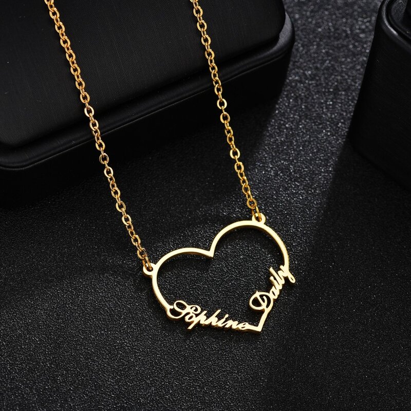 Acheerup Personalized Name Necklace For Women Stainless Steel Custom Letter Hollow Heart Butterfly Crown Choker Jewelry Gifts