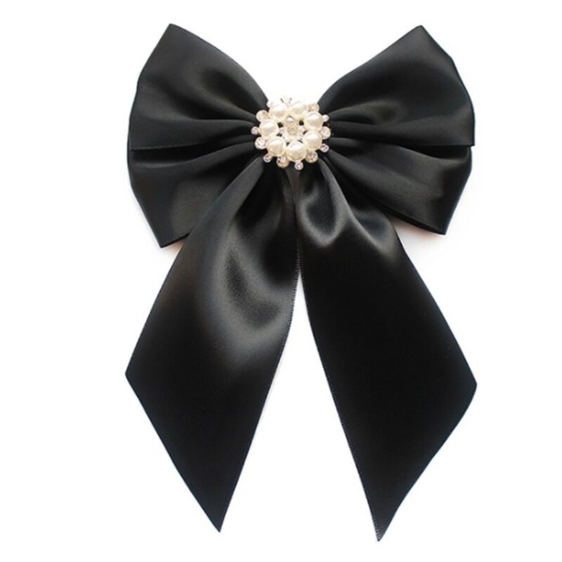 Spilla da donna Vintage elegante pre-annodata cravatta imitazione perla gioielli nastro papillon corpetto per abiti colletto camicia