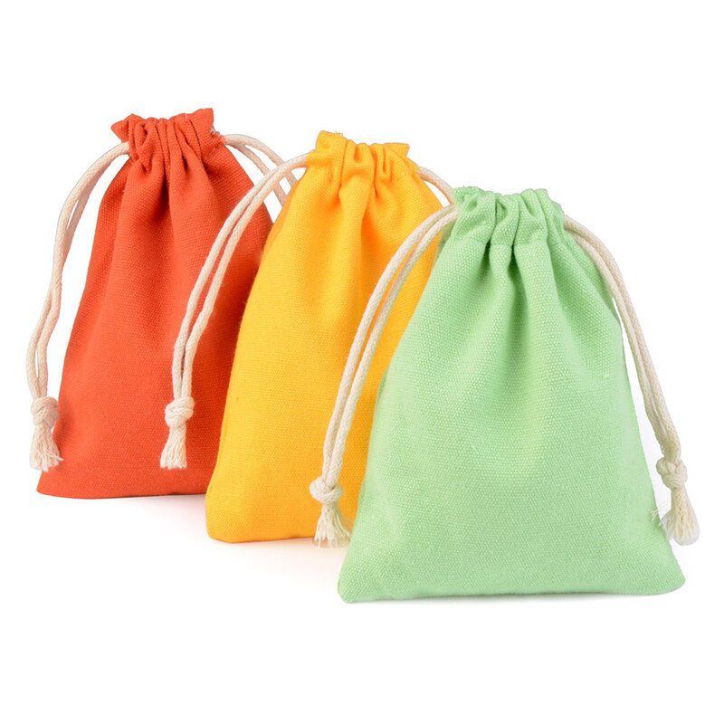 10 sztuk/partia naturalne torby bawełniane 8 kolorów do wyboru nadające się do prezent ślubny cukierki małe etui rzęsy makijaż sznurek saszetka