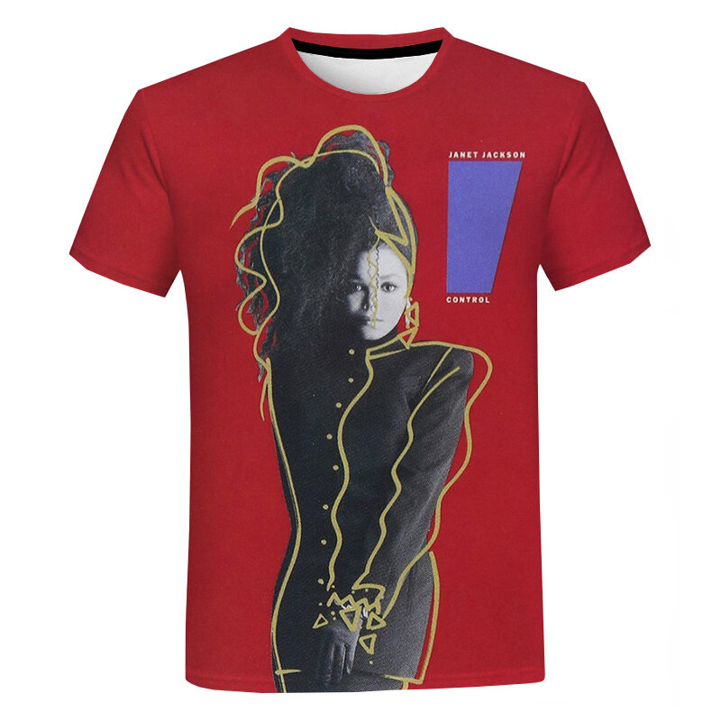 T Shirt Cetak 3D Janet Jackson Baru 2021 T-Shirt Lengan Pendek Leher-o Musim Panas Mode Pria/Wanita Atasan Streetwear Kaus Hip Hop