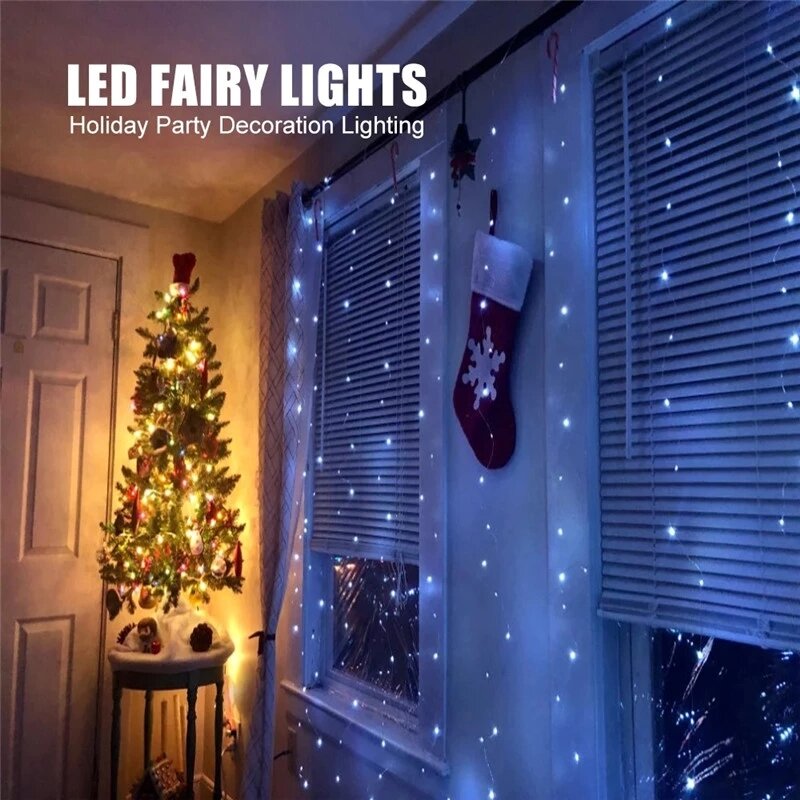 3M Đèn LED Giáng Sinh Cổ Dây Đèn Điều Khiển Từ Xa USB Năm Mới Garland Màn Đèn Ngày Lễ Trang Trí Cho Nhà Phòng Ngủ cửa Sổ