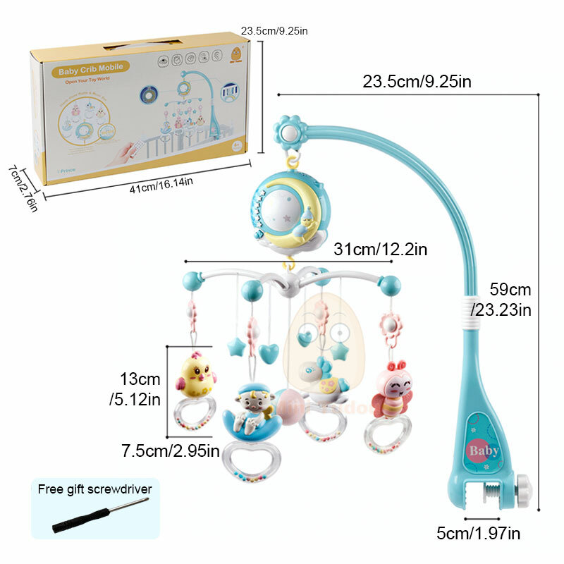 Kerincingan Bayi Tempat Mainan Ponsel Kerincingan Berputar Lonceng Tempat Tidur Ponsel Proyeksi Kotak Musik 0-12 Bulan Bayi Baru Lahir Mainan Bayi Laki-laki
